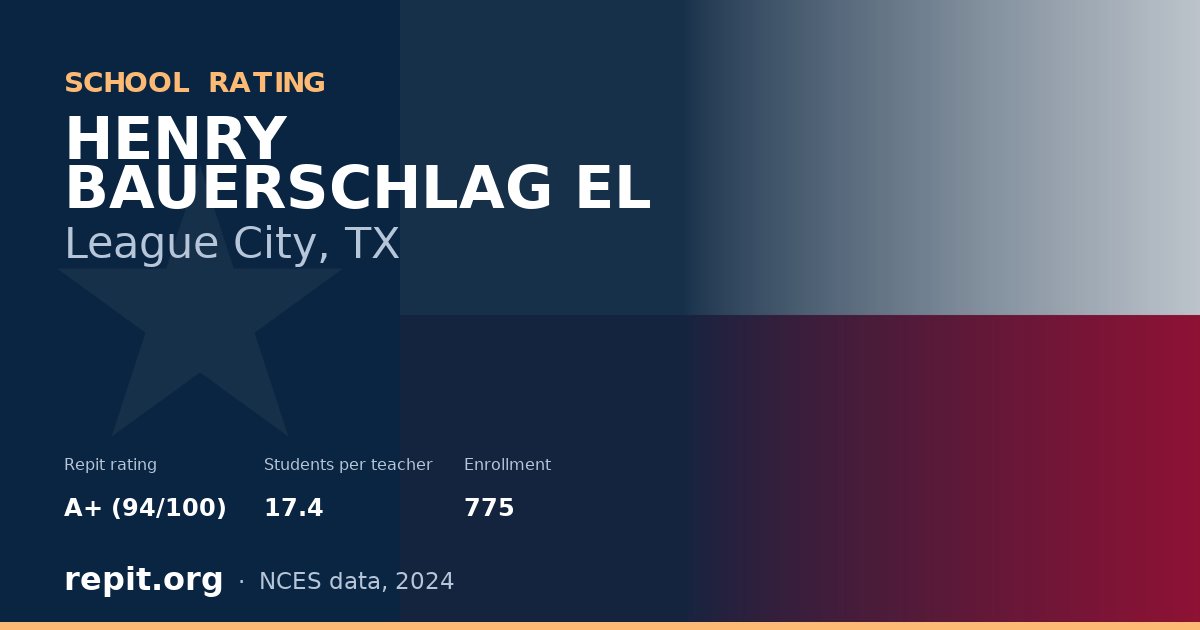 HENRY BAUERSCHLAG EL, League City, TX — Repit school rating A+ (94/100)
