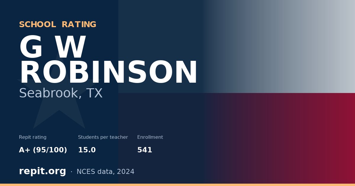G W ROBINSON, Seabrook, TX — Repit school rating A+ (95/100)