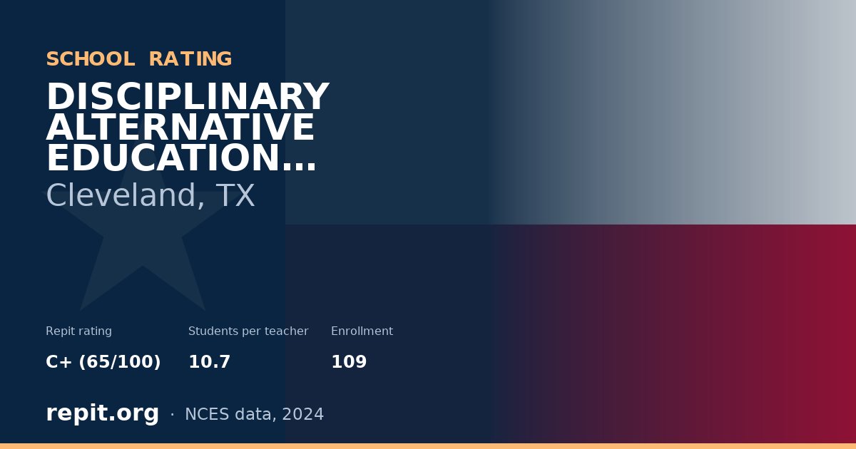 DISCIPLINARY ALTERNATIVE EDUCATION PROGRAM, Cleveland, TX — Repit school rating C+ (65/100)