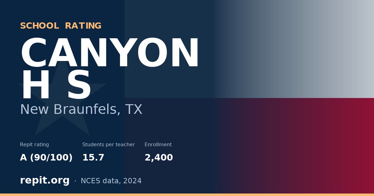 CANYON H S, New Braunfels, TX — Repit school rating A (90/100)