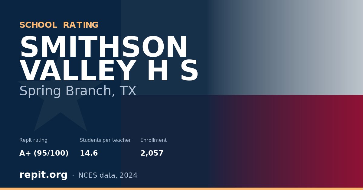 SMITHSON VALLEY H S, Spring Branch, TX — Repit school rating A+ (95/100)