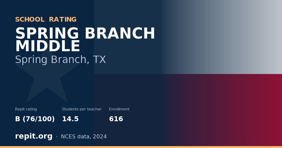 SPRING BRANCH MIDDLE, Spring Branch, TX — Repit school rating B (76/100)