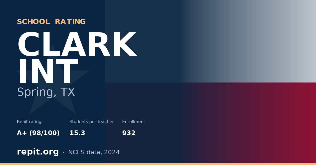 CLARK INT, Spring, TX — Repit school rating A+ (98/100)