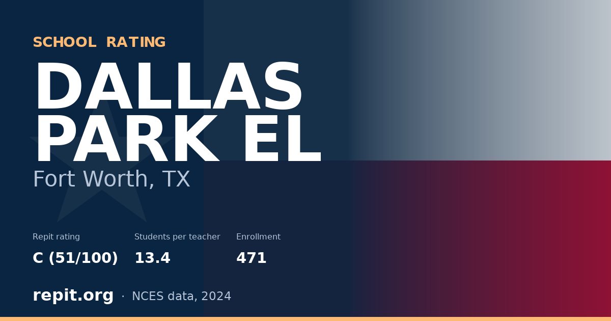 DALLAS PARK EL, Fort Worth, TX — Repit school rating C (51/100)