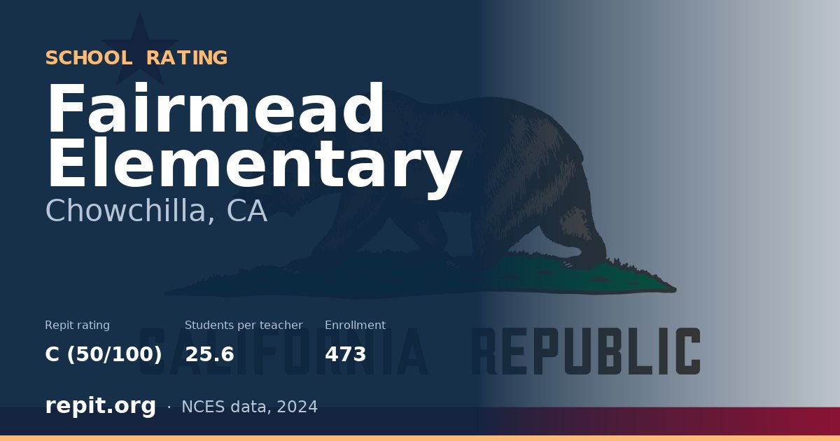 Fairmead Elementary, Chowchilla, CA — Repit school rating C (50/100)