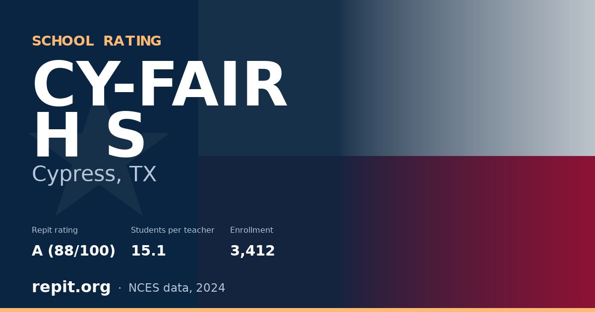 CY-FAIR H S, Cypress, TX — Repit school rating A (88/100)