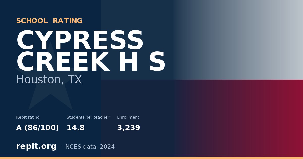 CYPRESS CREEK H S, Houston, TX — Repit school rating A (86/100)