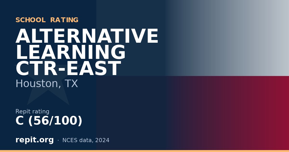 ALTERNATIVE LEARNING CTR-EAST, Houston, TX — Repit school rating C (56/100)