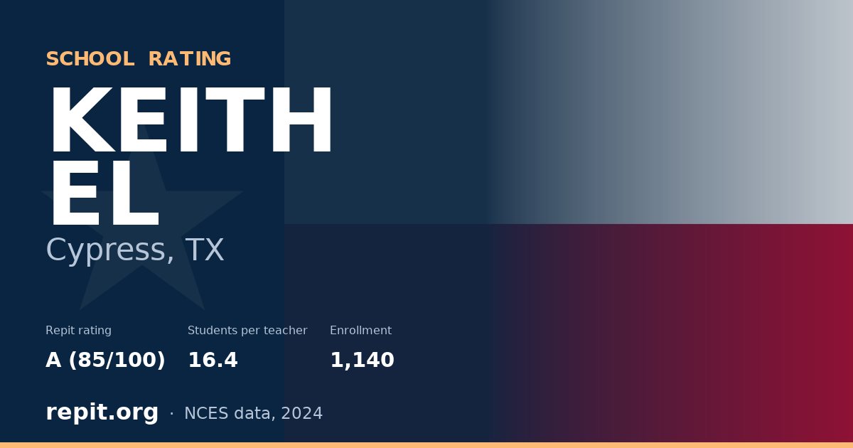 KEITH EL, Cypress, TX — Repit school rating A (85/100)