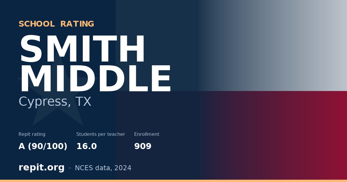 SMITH MIDDLE, Cypress, TX — Repit school rating A (90/100)