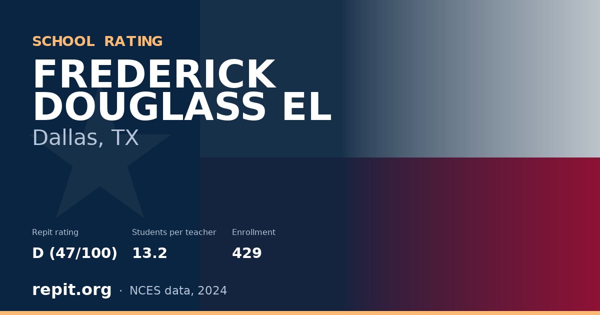 FREDERICK DOUGLASS EL, Dallas, TX — Repit school rating D (47/100)