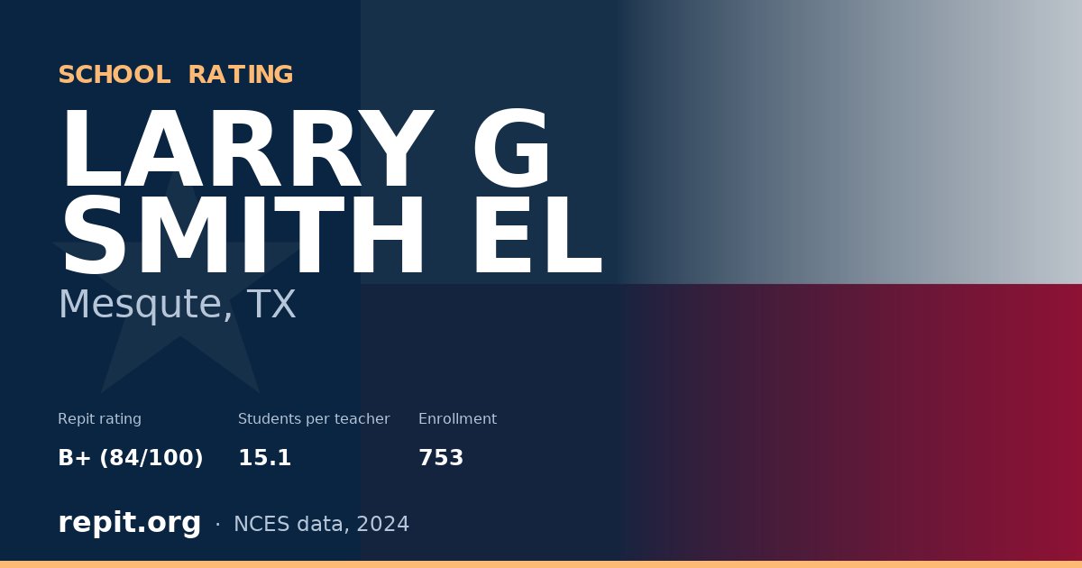LARRY G SMITH EL, Mesqute, TX — Repit school rating B+ (84/100)