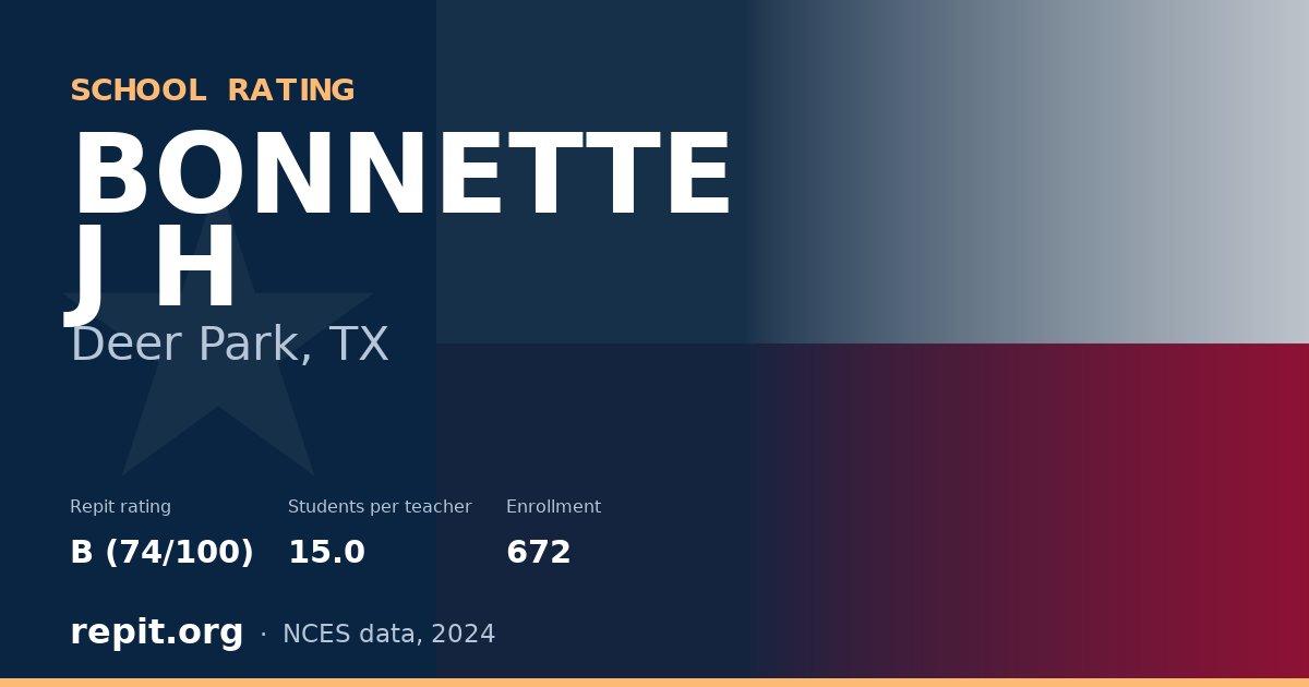 BONNETTE J H, Deer Park, TX — Repit school rating B (74/100)