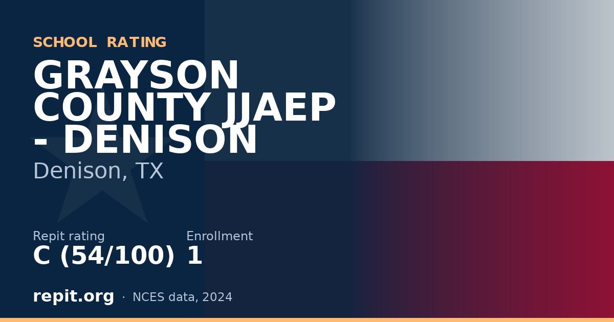 GRAYSON COUNTY JJAEP - DENISON, Denison, TX — Repit school rating C (54/100)