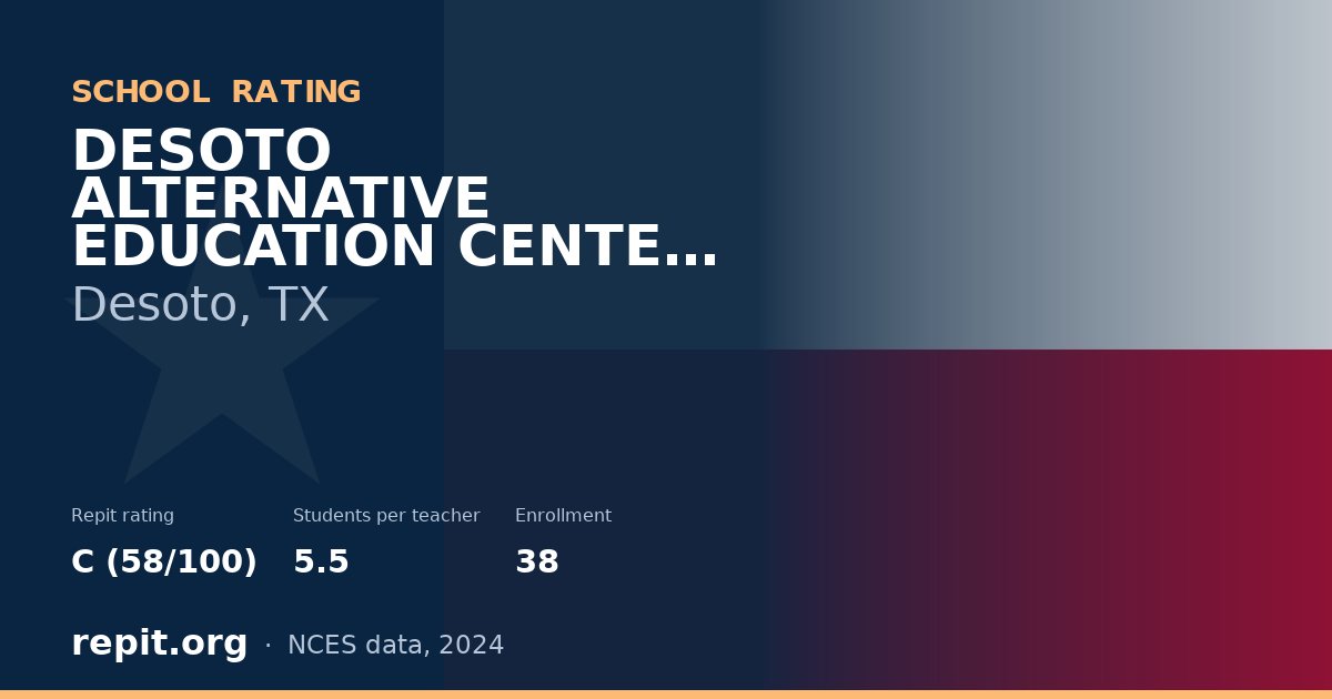 DESOTO ALTERNATIVE EDUCATION CENTER (DAEP), Desoto, TX — Repit school rating C (58/100)