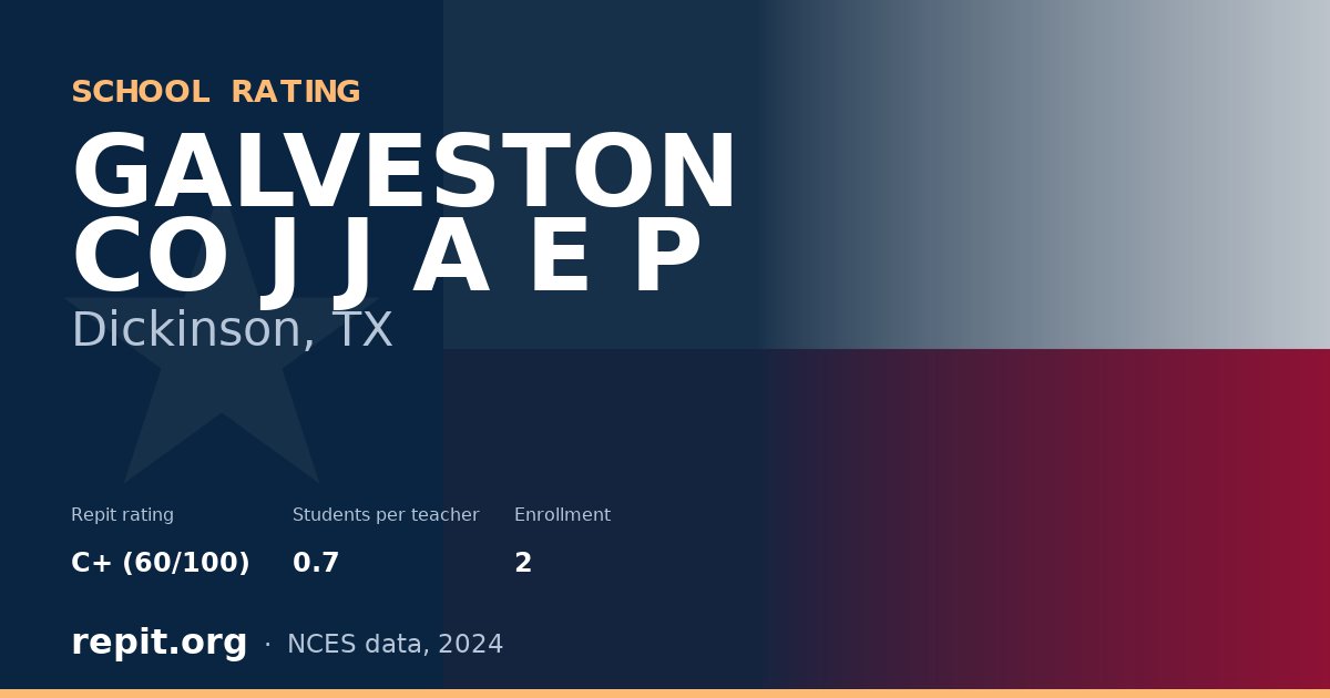 GALVESTON CO J J A E P, Dickinson, TX — Repit school rating C+ (60/100)