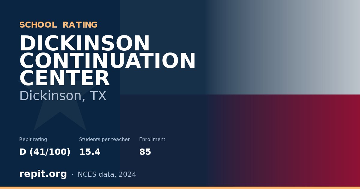 DICKINSON CONTINUATION CENTER, Dickinson, TX — Repit school rating D (41/100)