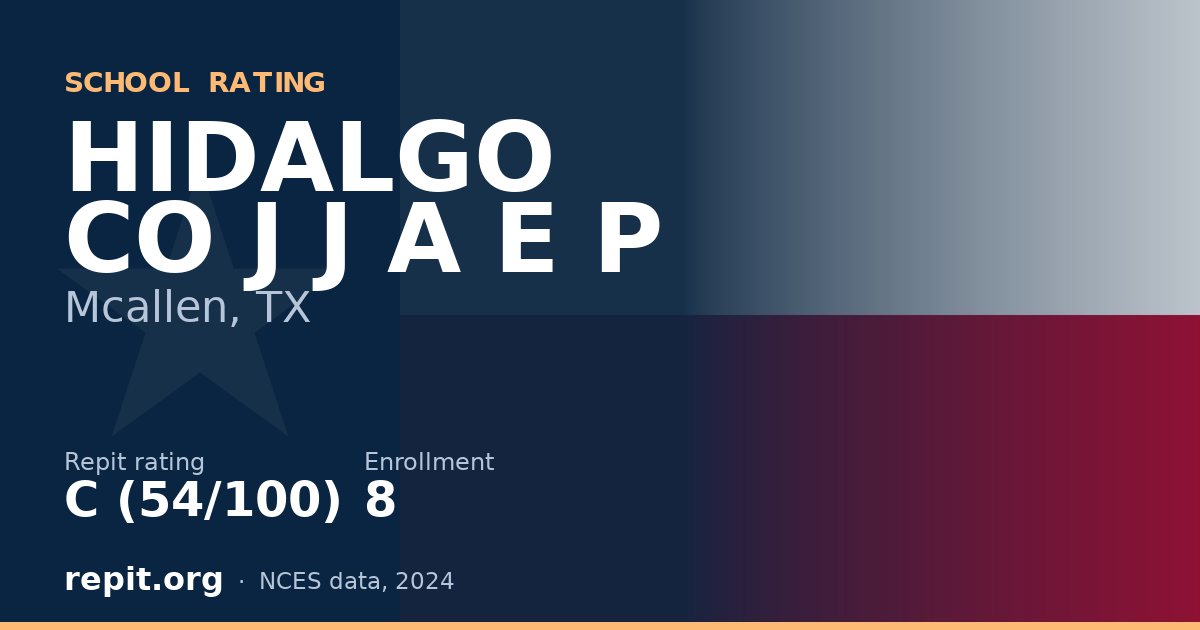 HIDALGO CO J J A E P, Mcallen, TX — Repit school rating C (54/100)