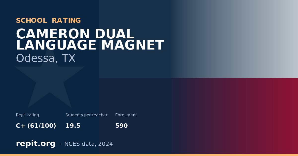 CAMERON DUAL LANGUAGE MAGNET, Odessa, TX — Repit school rating C+ (61/100)