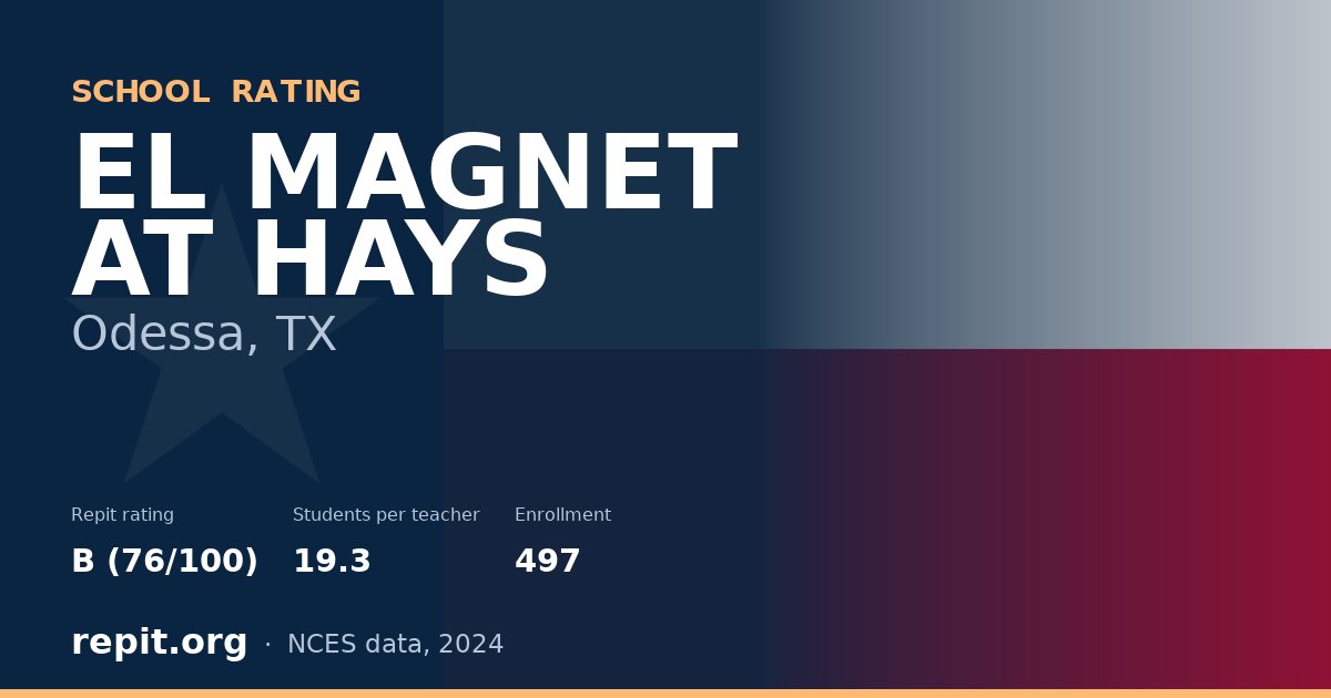 EL MAGNET AT HAYS, Odessa, TX — Repit school rating B (76/100)