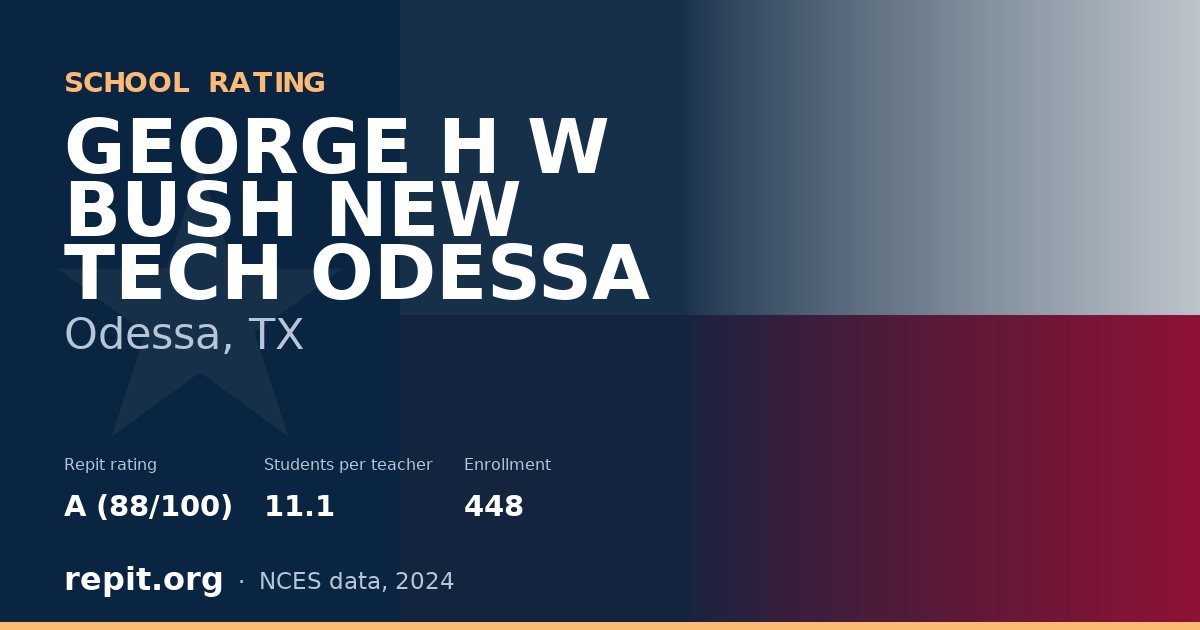 GEORGE H W BUSH NEW TECH ODESSA, Odessa, TX — Repit school rating A (88/100)
