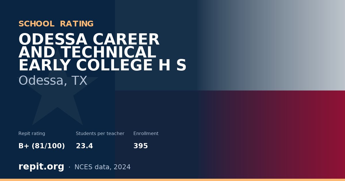 ODESSA CAREER AND TECHNICAL EARLY COLLEGE H S, Odessa, TX — Repit school rating B+ (81/100)