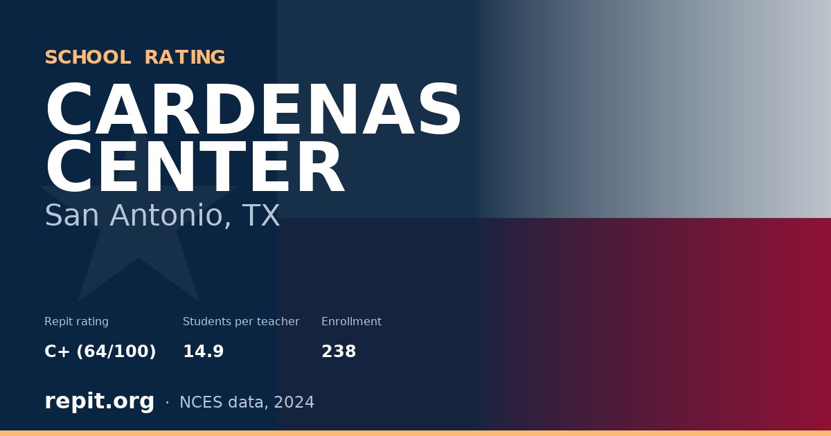 CARDENAS CENTER, San Antonio, TX — Repit school rating C+ (64/100)