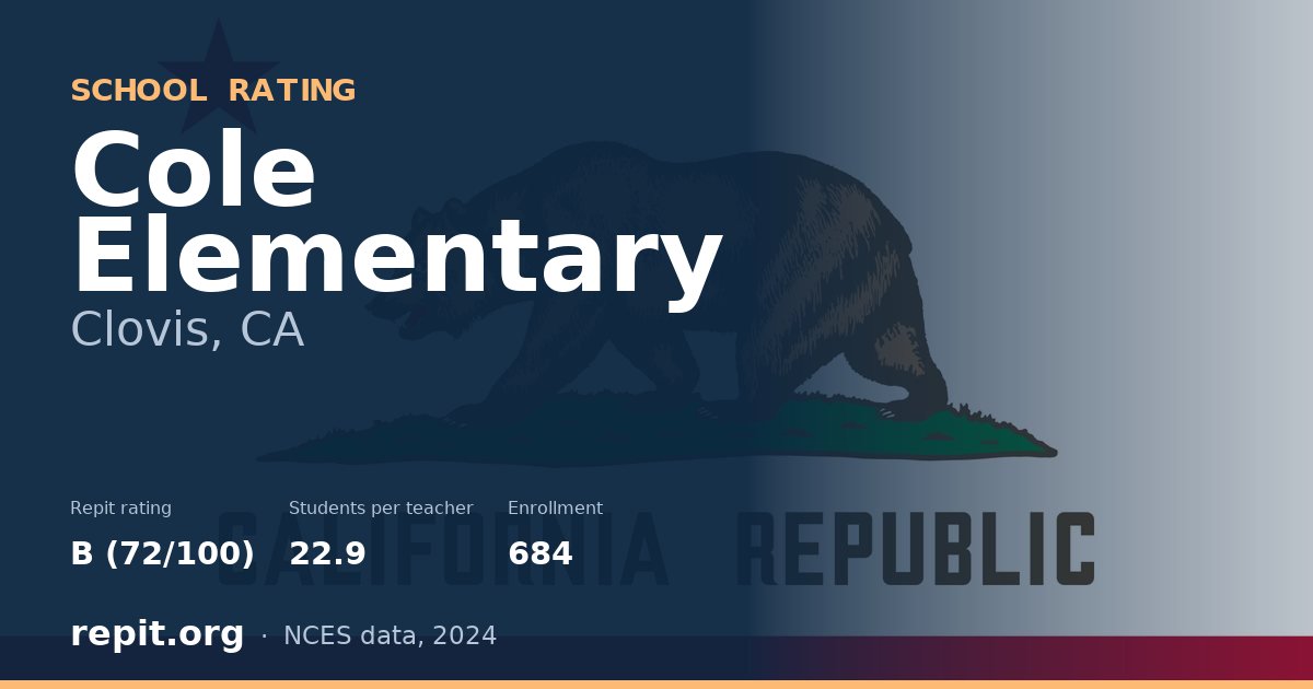 Cole Elementary, Clovis, CA — Repit school rating B (72/100)