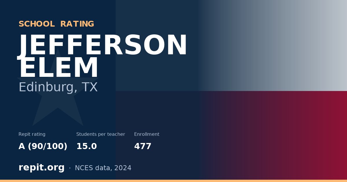 JEFFERSON ELEM, Edinburg, TX — Repit school rating A (90/100)