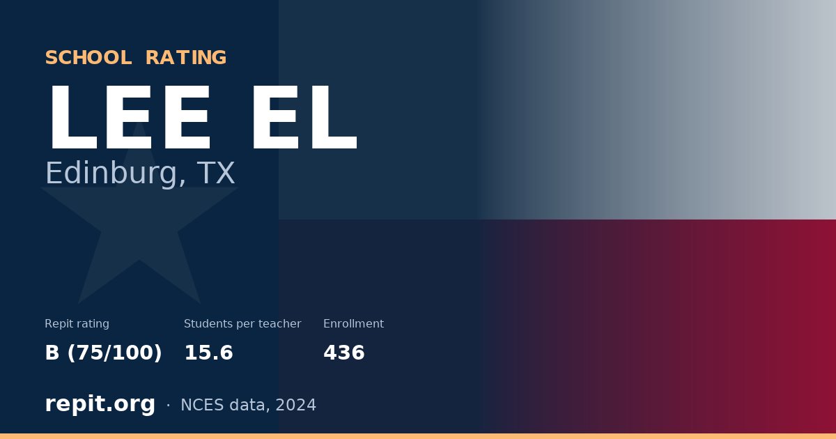 LEE EL, Edinburg, TX — Repit school rating B (75/100)