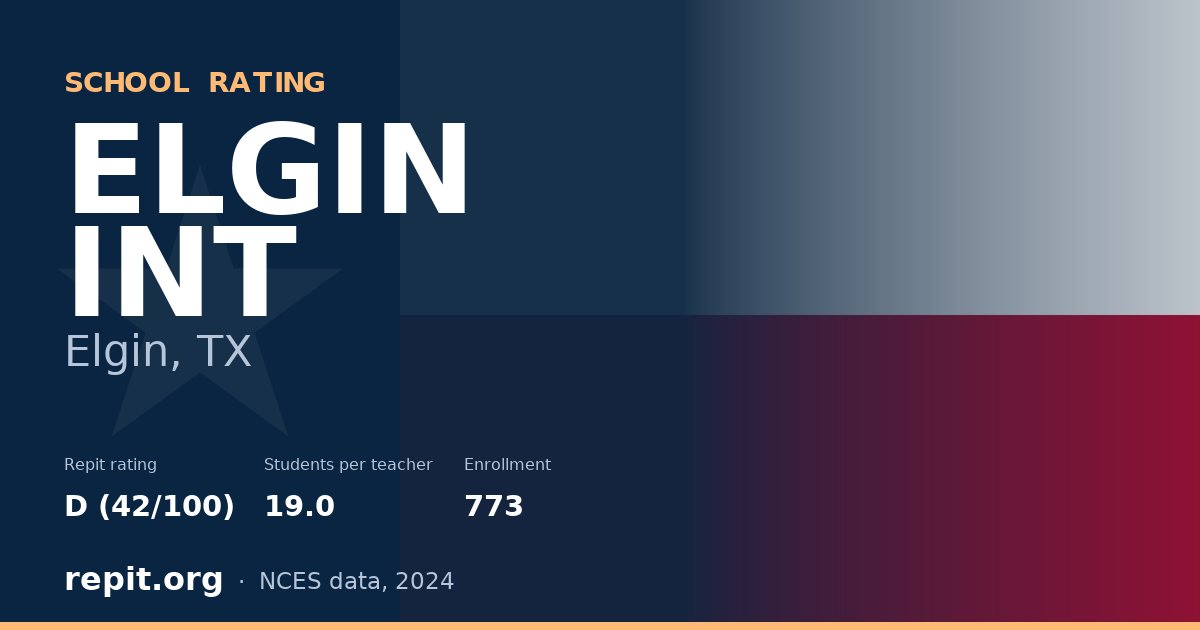 ELGIN INT, Elgin, TX — Repit school rating D (42/100)