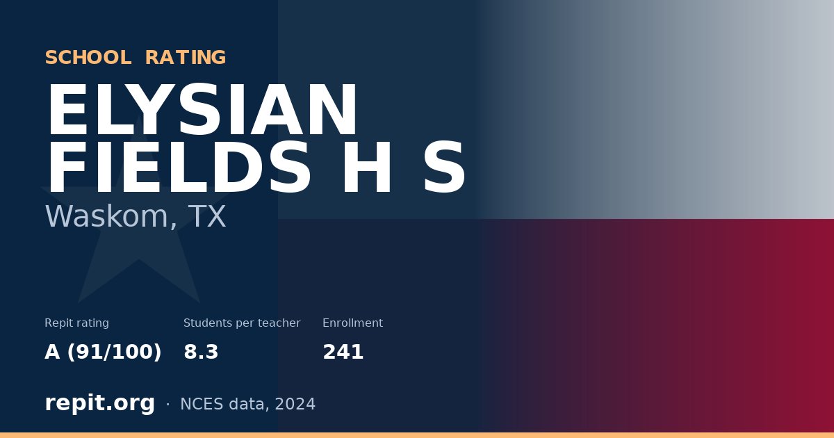 ELYSIAN FIELDS H S, Waskom, TX — Repit school rating A (91/100)