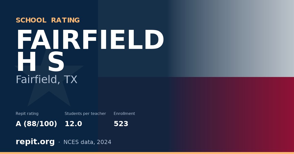 FAIRFIELD H S, Fairfield, TX — Repit school rating A (88/100)