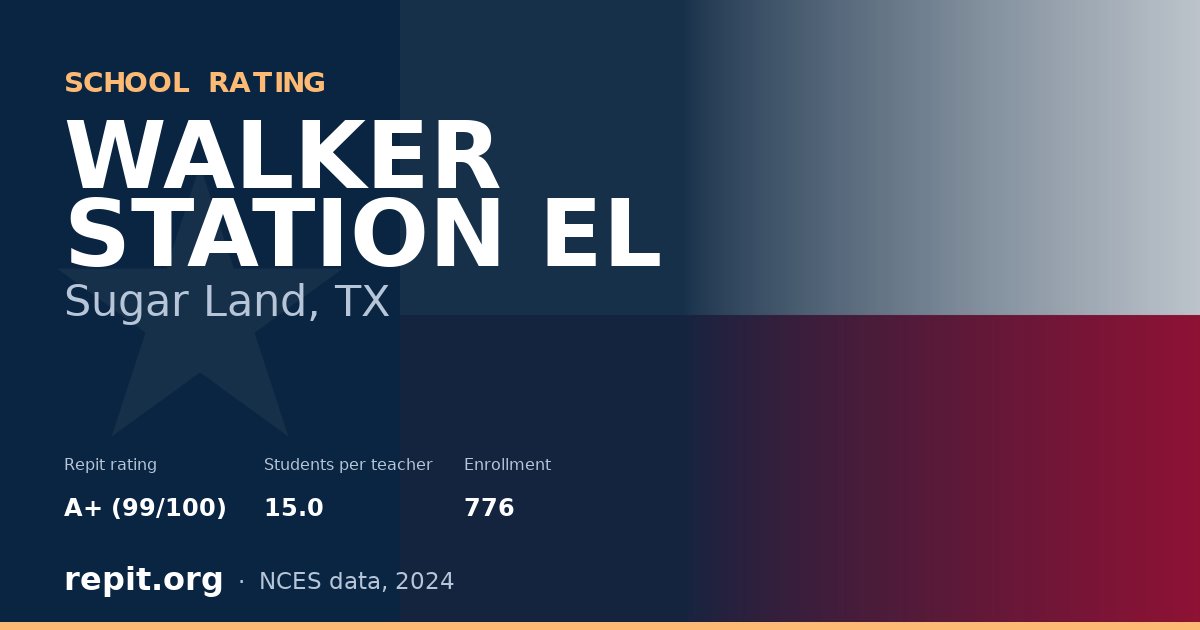 WALKER STATION EL, Sugar Land, TX — Repit school rating A+ (99/100)