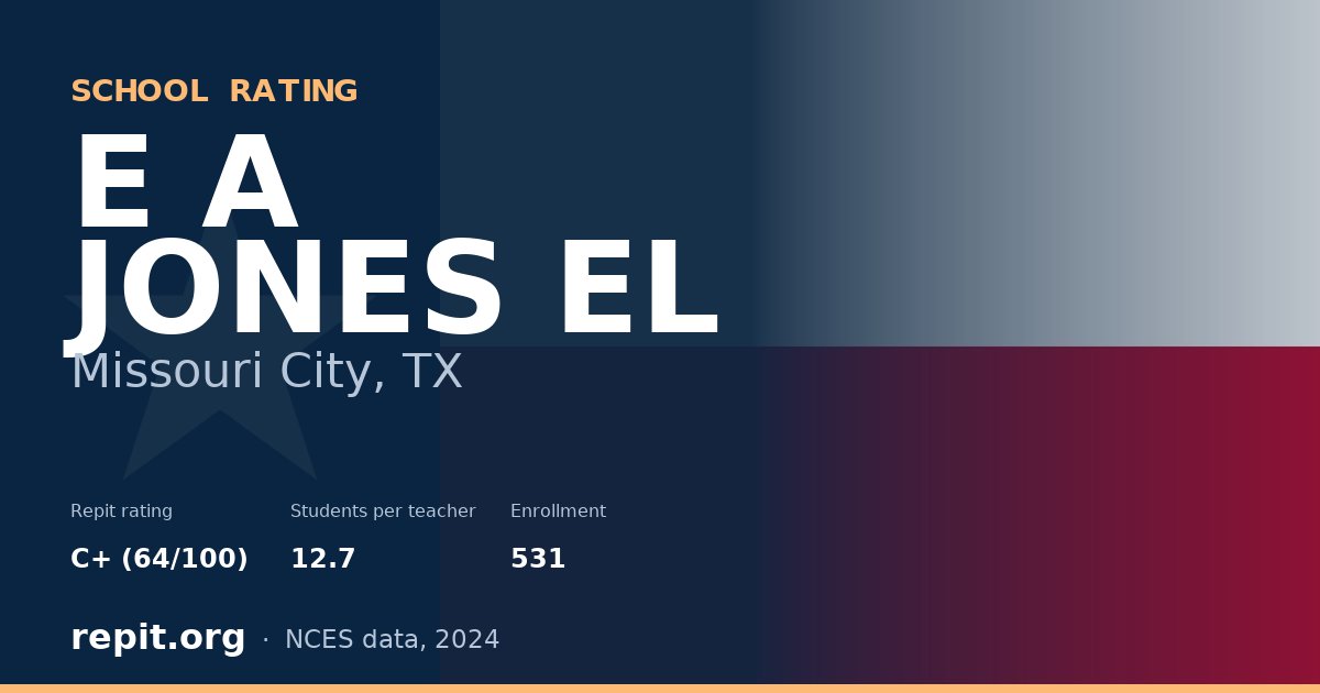 E A JONES EL, Missouri City, TX — Repit school rating C+ (64/100)