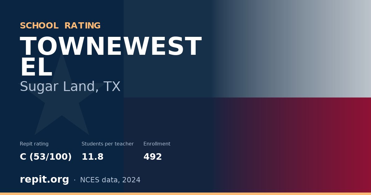 TOWNEWEST EL, Sugar Land, TX — Repit school rating C (53/100)