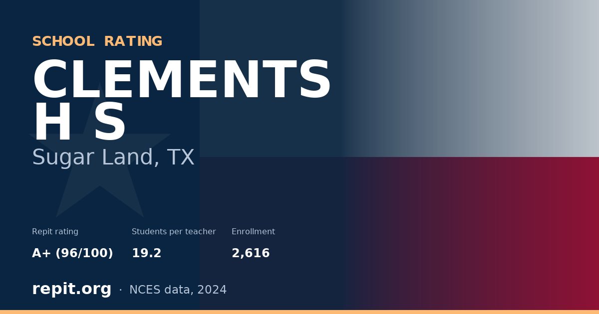 CLEMENTS H S, Sugar Land, TX — Repit school rating A+ (96/100)