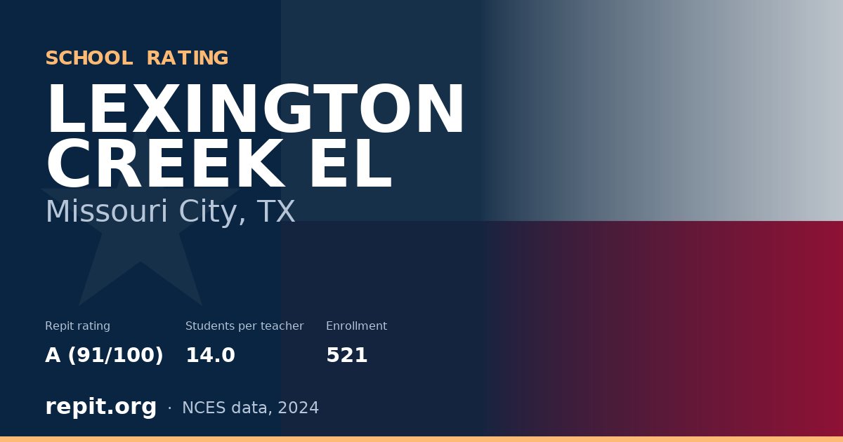 LEXINGTON CREEK EL, Missouri City, TX — Repit school rating A (91/100)