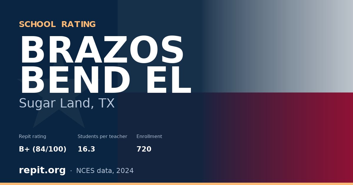 BRAZOS BEND EL, Sugar Land, TX — Repit school rating B+ (84/100)