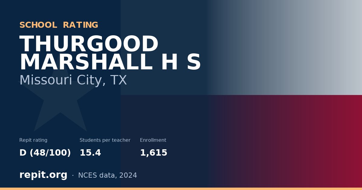 THURGOOD MARSHALL H S, Missouri City, TX — Repit school rating D (48/100)