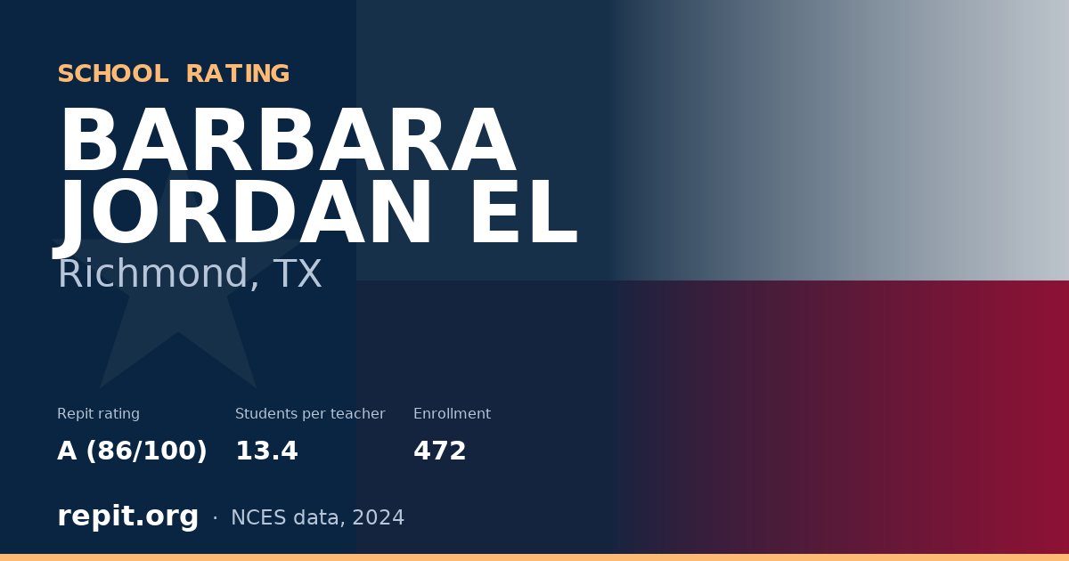 BARBARA JORDAN EL, Richmond, TX — Repit school rating A (86/100)
