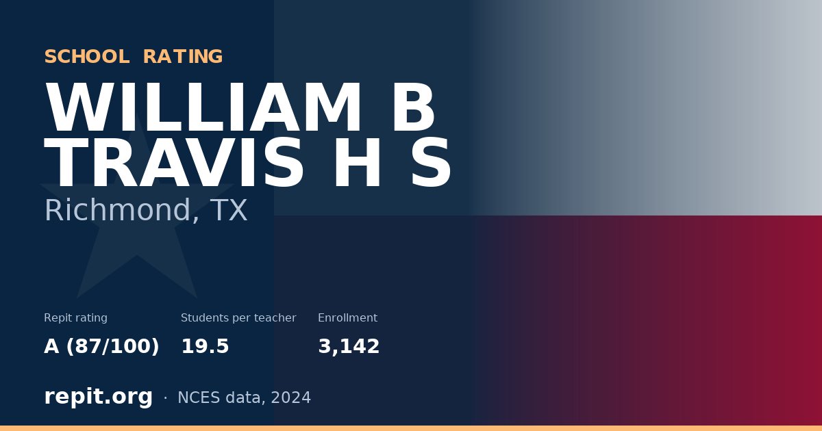 WILLIAM B TRAVIS H S, Richmond, TX — Repit school rating A (87/100)