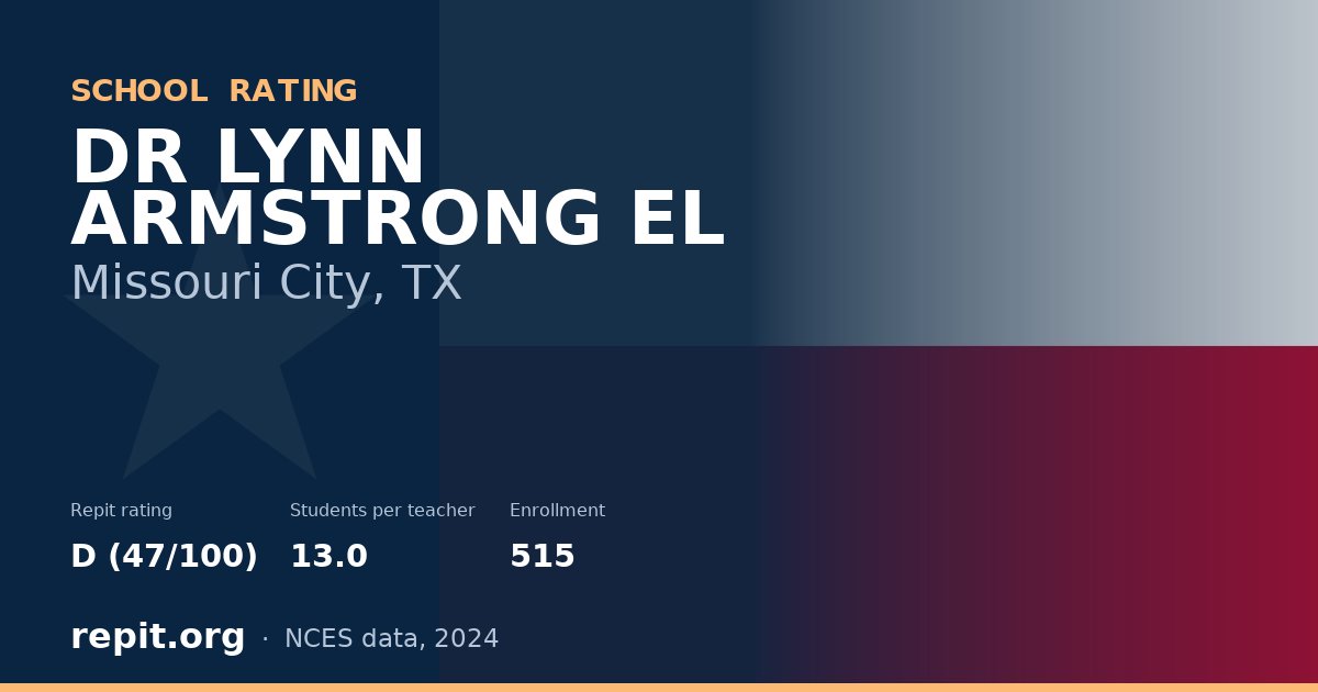 DR LYNN ARMSTRONG EL, Missouri City, TX — Repit school rating D (47/100)