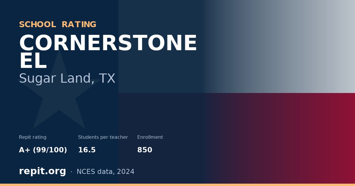CORNERSTONE EL, Sugar Land, TX — Repit school rating A+ (99/100)