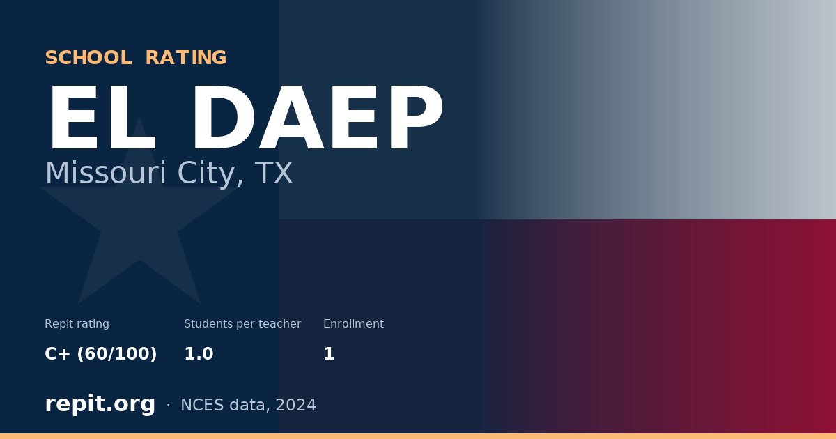 EL DAEP, Missouri City, TX — Repit school rating C+ (60/100)