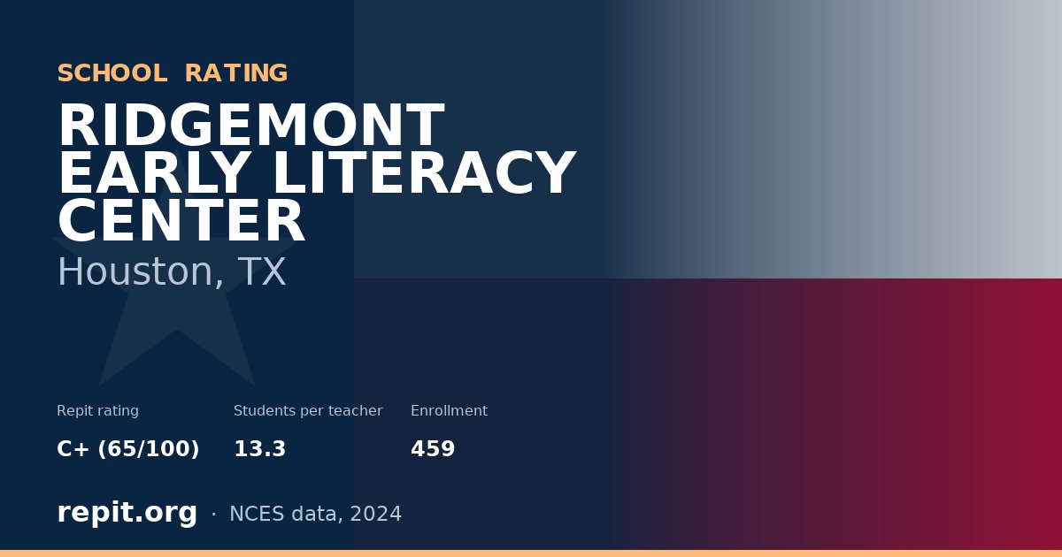 RIDGEMONT EARLY LITERACY CENTER, Houston, TX — Repit school rating C+ (65/100)