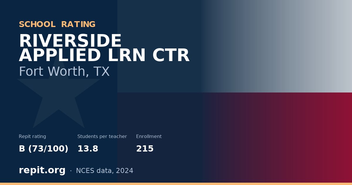 RIVERSIDE APPLIED LRN CTR, Fort Worth, TX — Repit school rating B (73/100)