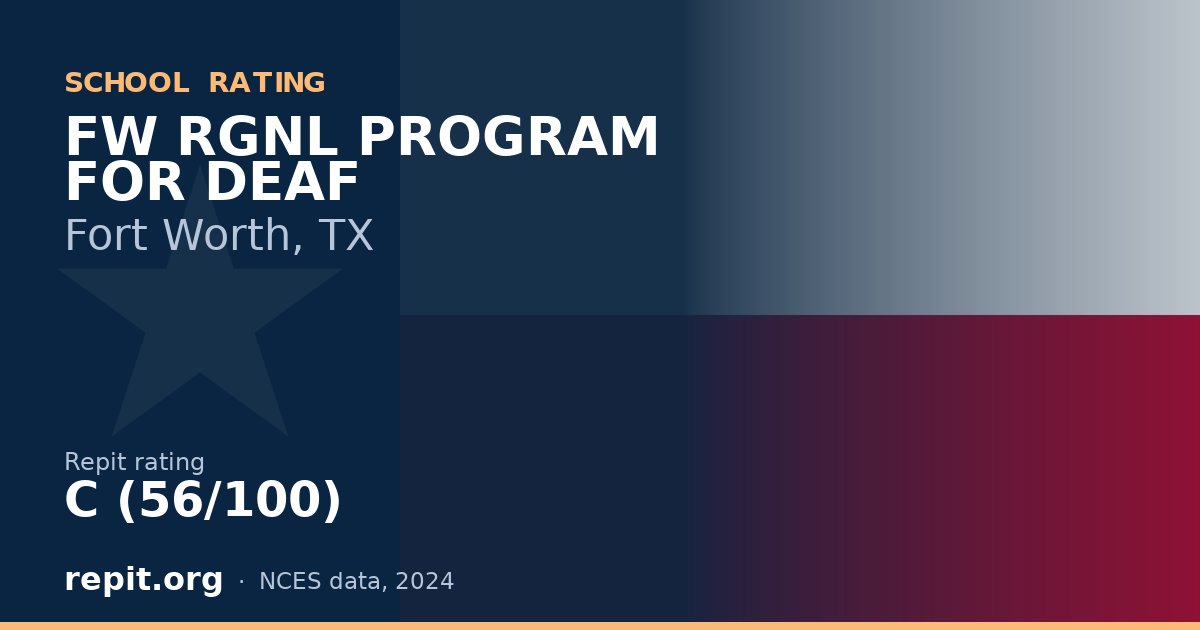 FW RGNL PROGRAM FOR DEAF, Fort Worth, TX — Repit school rating C (56/100)