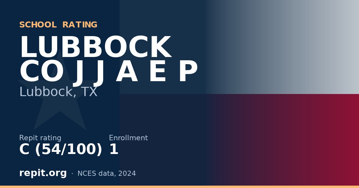 LUBBOCK CO J J A E P, Lubbock, TX — Repit school rating C (54/100)