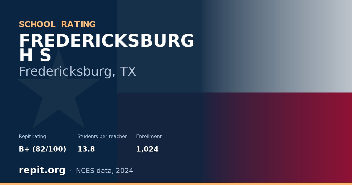 FREDERICKSBURG H S, Fredericksburg, TX — Repit school rating B+ (82/100)